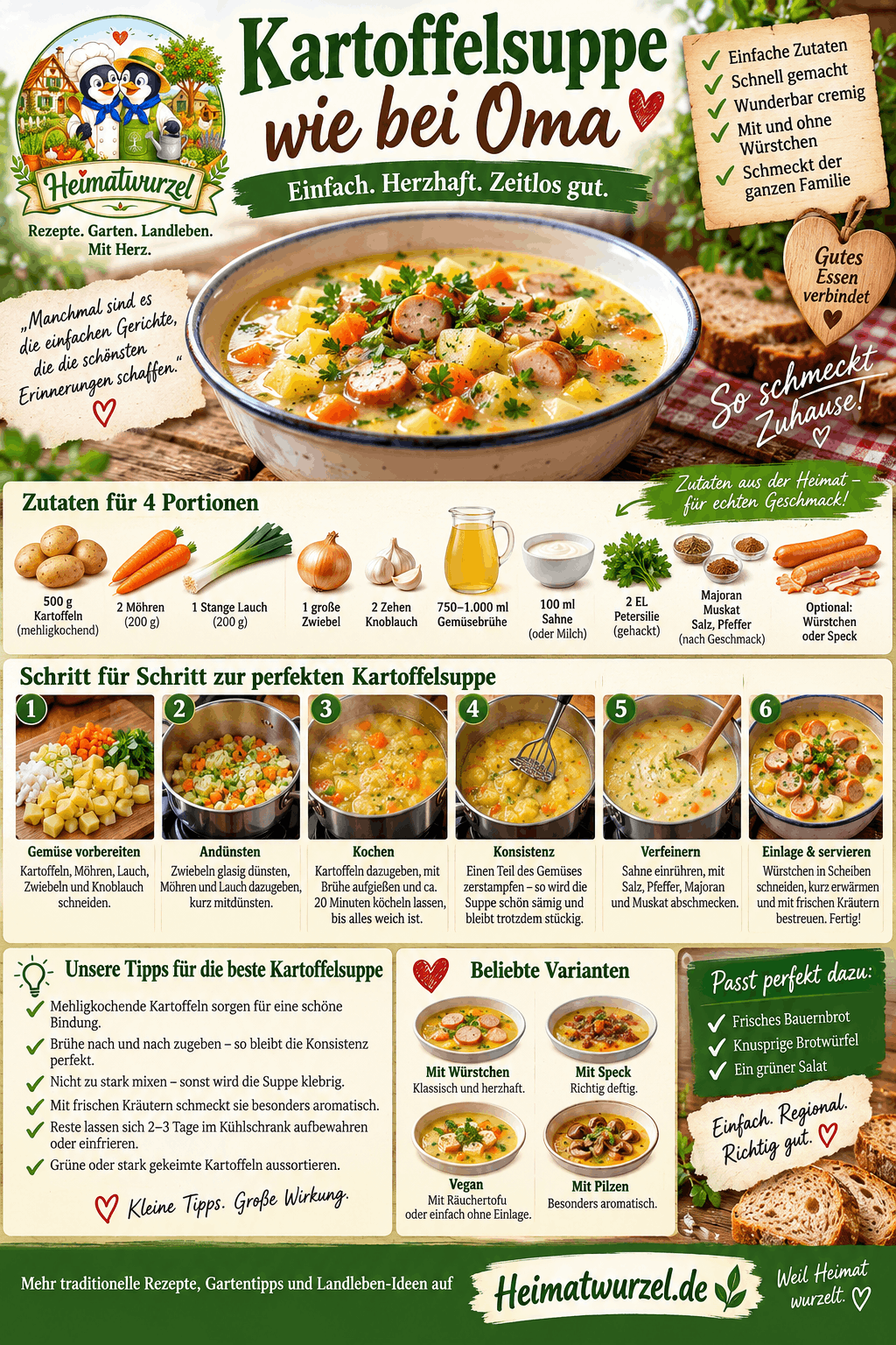 Kartoffelsuppe wie bei Oma Infografik Kartoffelsuppe wie bei Oma Infografik