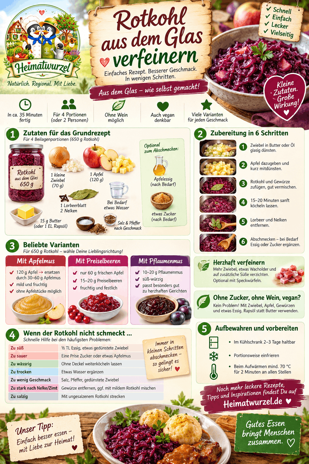 Rotkohl aus dem Glas verfeinern Infografik Rotkohl aus dem Glas verfeinern Infografik