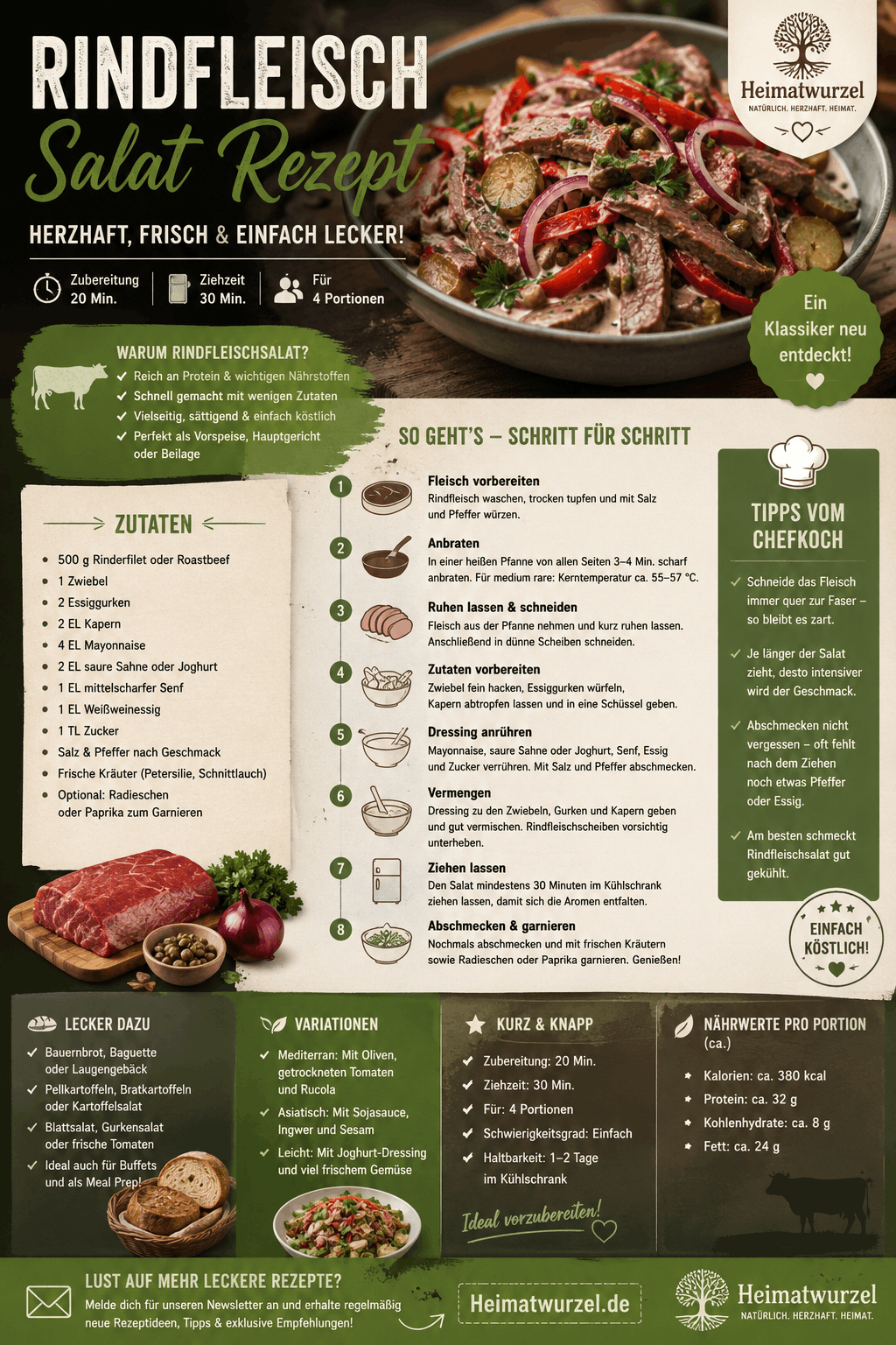 Rindfleisch Salat Rezept Infografik Rindfleisch Salat Rezept Infografik