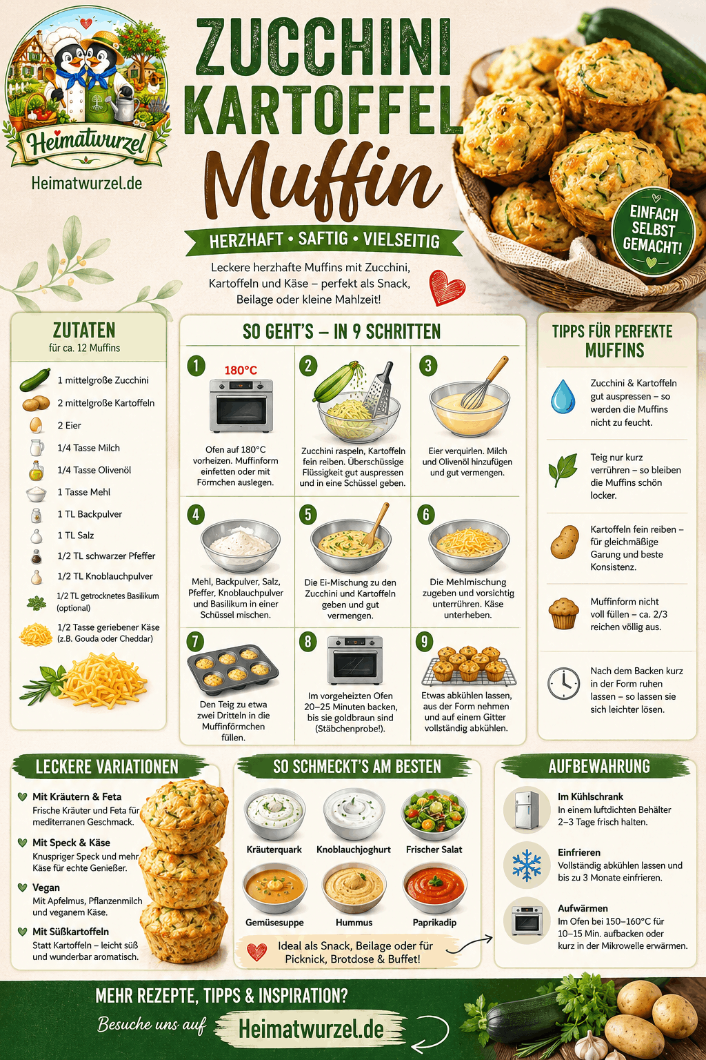 Zucchini Kartoffel Muffin Infografik Zucchini Kartoffel Muffin Infografik