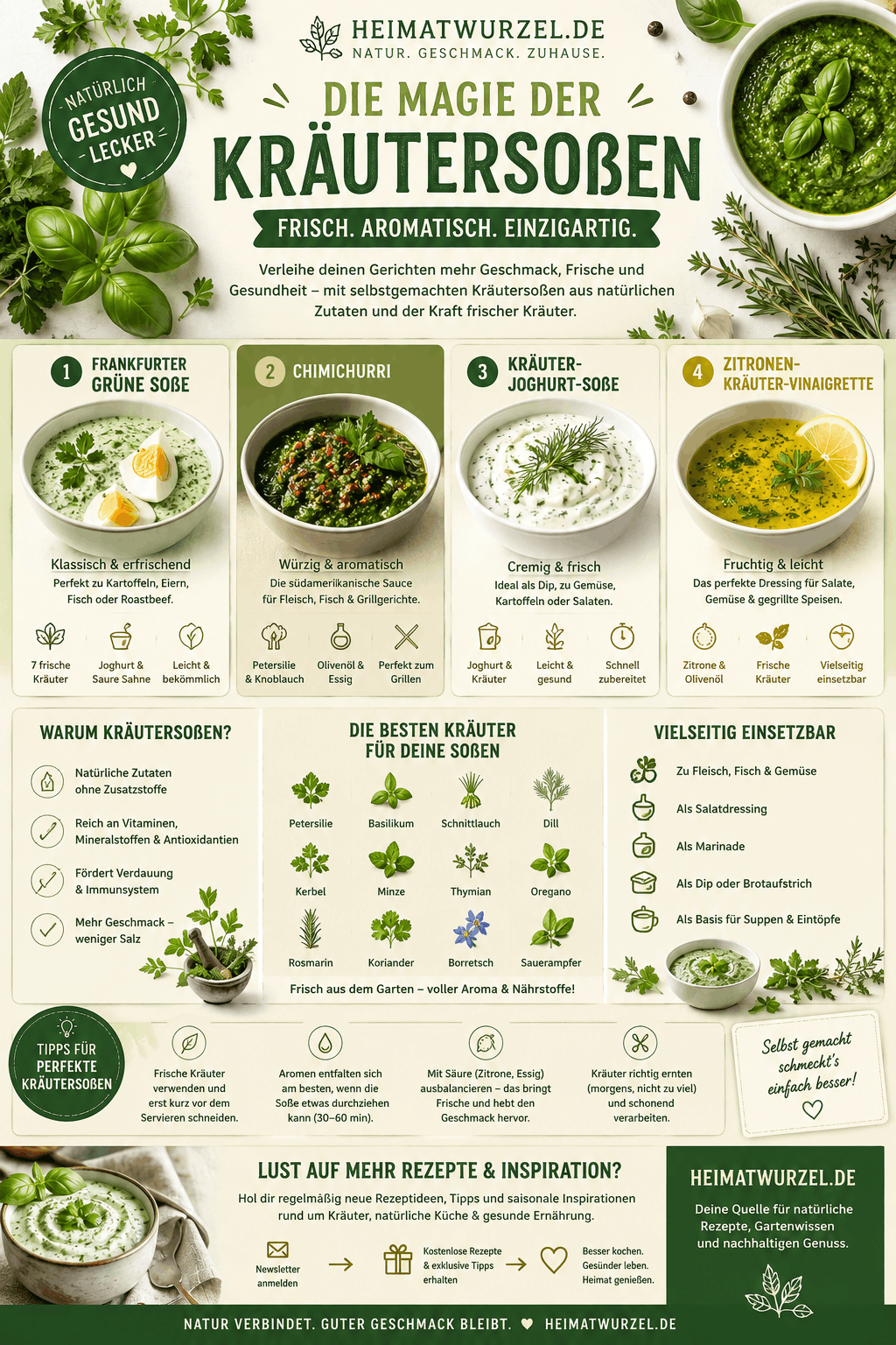 Die Magie der Kräutersoßen Infografik Die Magie der Kräutersoßen Infografik