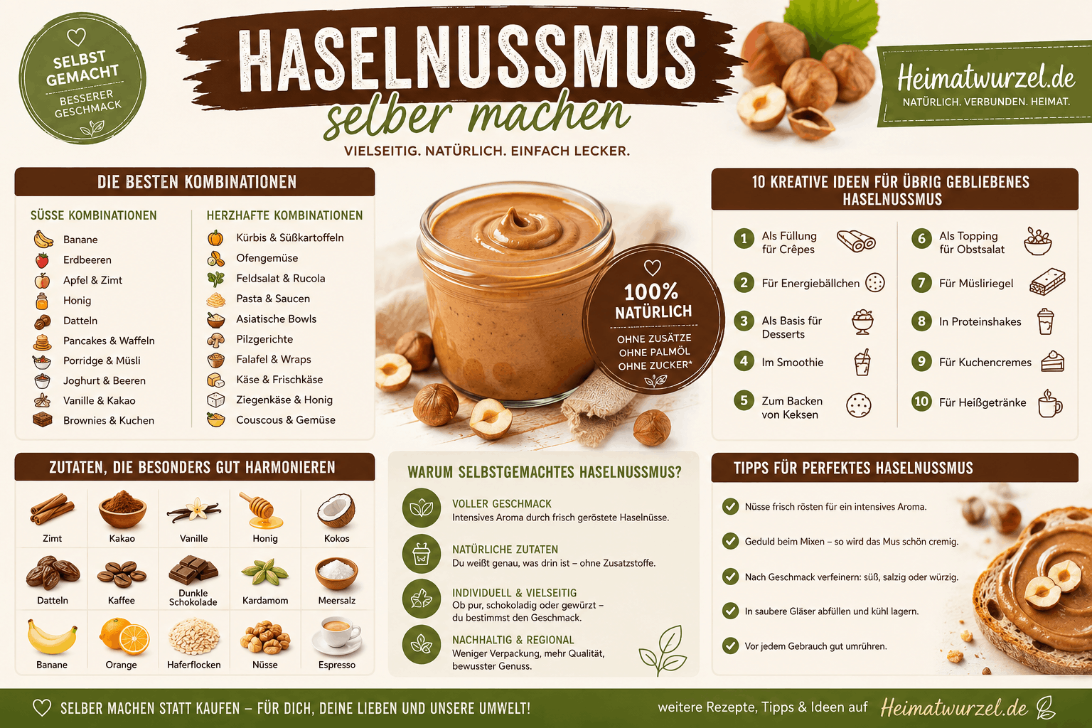Haselnussmus selber machen Varianten Infografik Haselnussmus selber machen Varianten Infografik