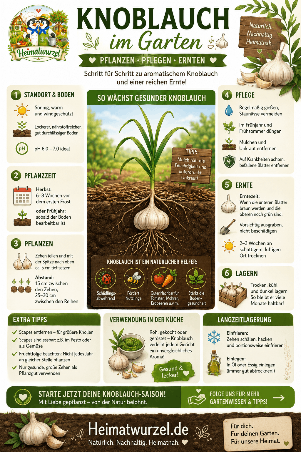 Knoblauch im Garten Infografik Knoblauch im Garten Infografik