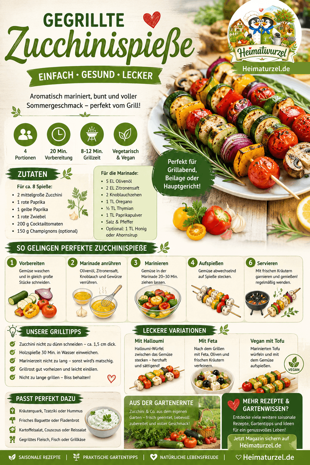 Gegrillte Zucchinispieße Infografik Gegrillte Zucchinispieße Infografik