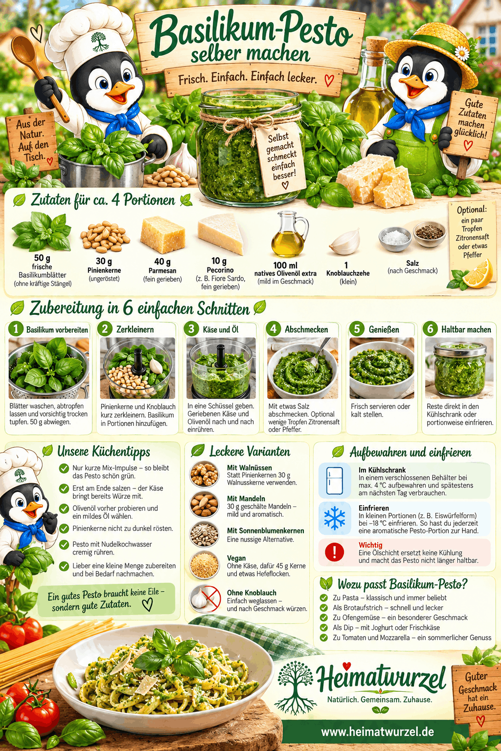 Basilikum-Pesto selber machen Infografik Basilikum-Pesto selber machen Infografik