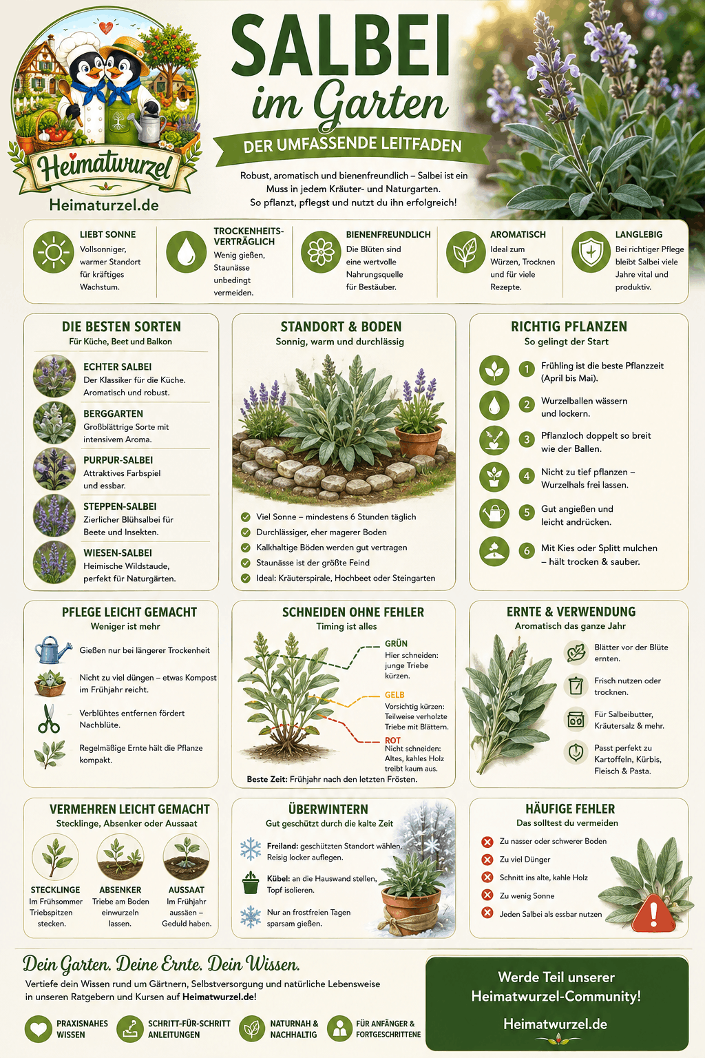 Salbei im Garten Leitfaden Infografik Salbei im Garten Leitfaden Infografik