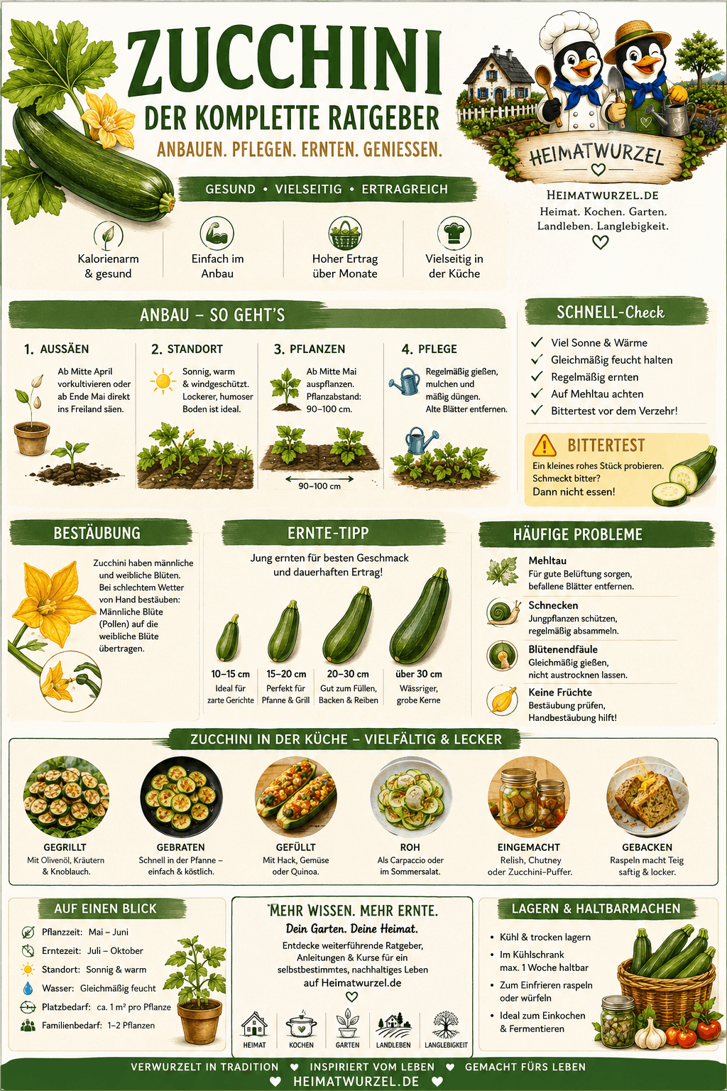 Zucchini Anbau und Rezepte im Garten Infografik Zucchini Anbau und Rezepte im Garten Infografik