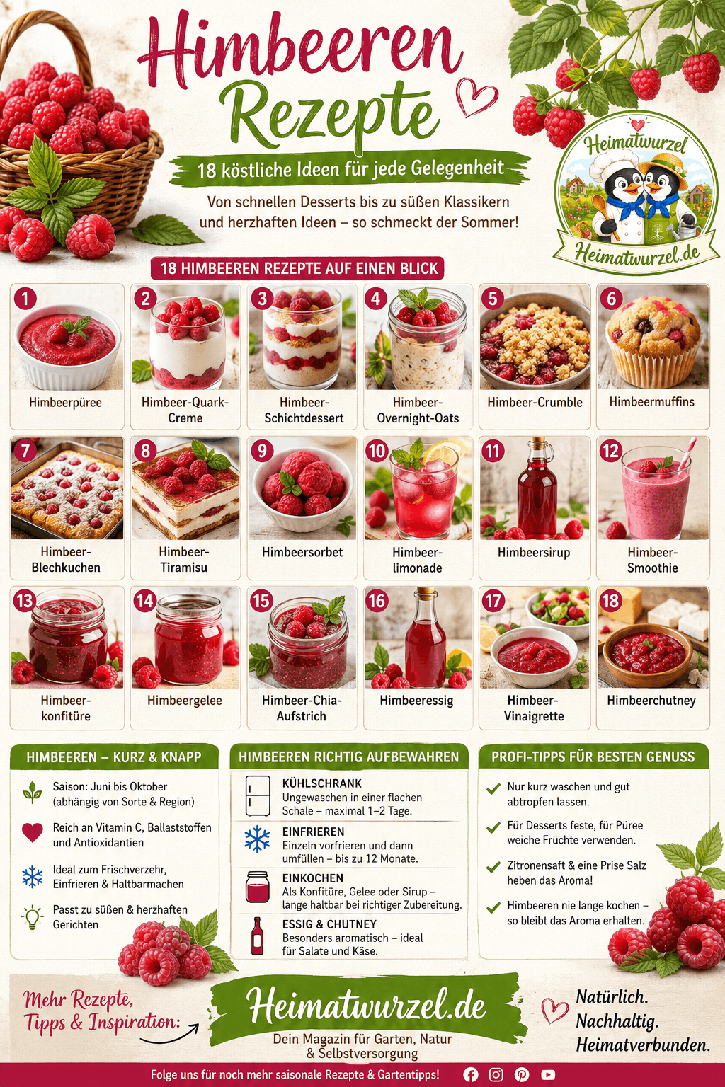 Himbeeren Rezepte Infografik Himbeeren Rezepte Infografik