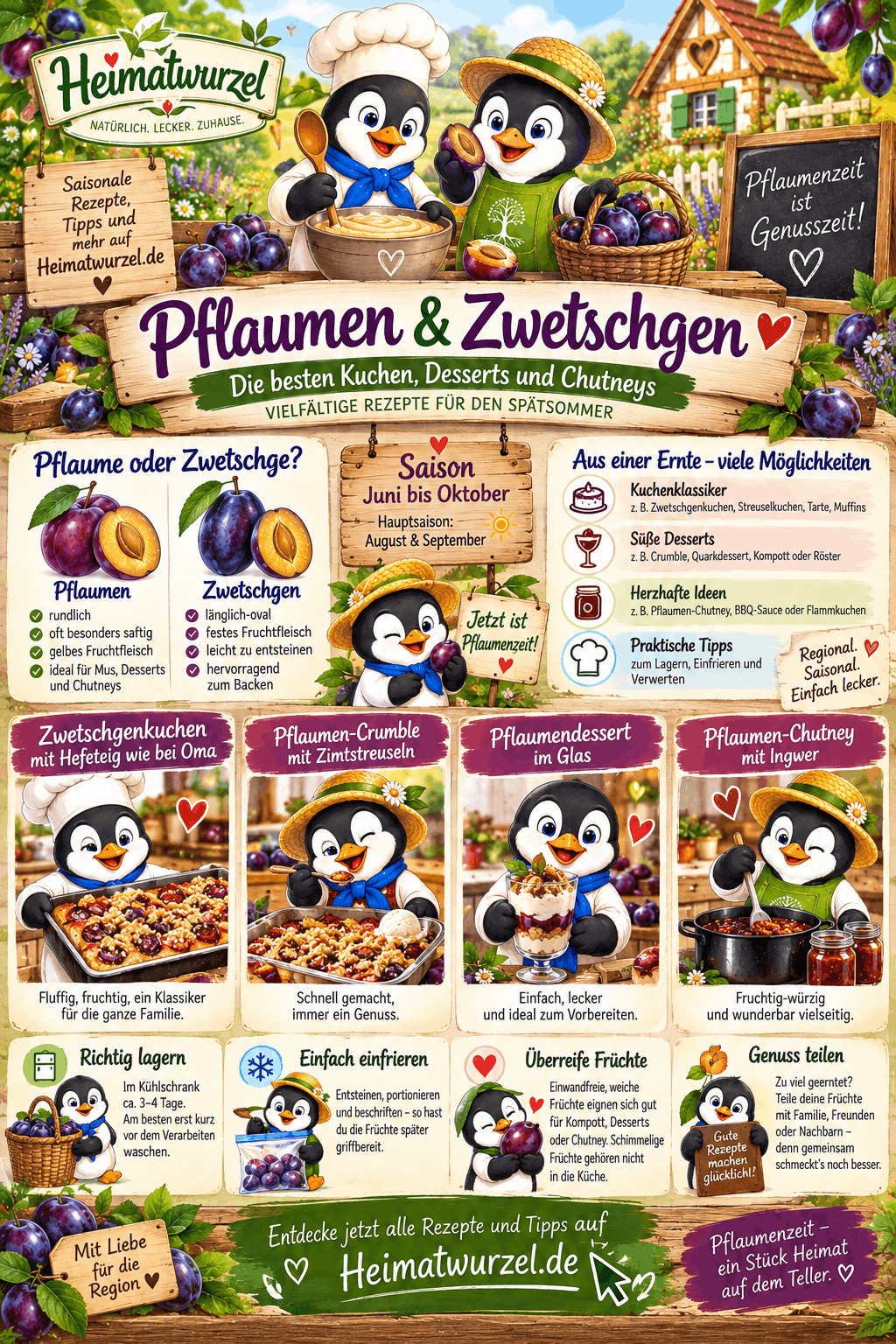 Pflaumen und Zwetschgen Rezepte Infografik Pflaumen und Zwetschgen Rezepte Infografik