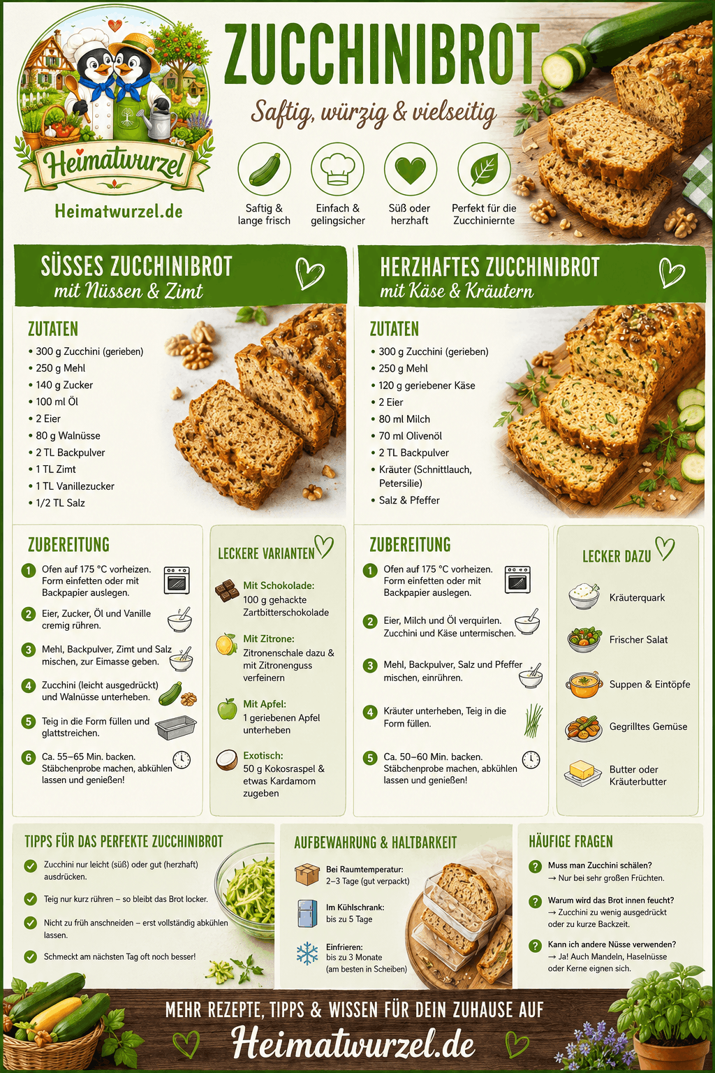Zucchinibrot Infografik Zucchinibrot Infografik
