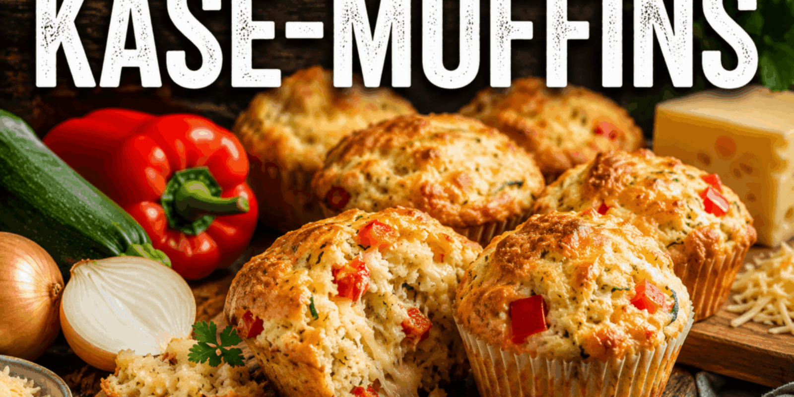 Herzhafte Käse-Muffins mit Zucchini, Paprika & Zwiebeln