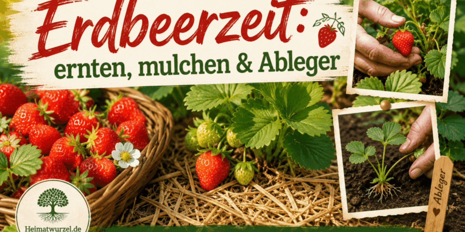 Erdbeerzeit: ernten, mulchen, Ableger markieren