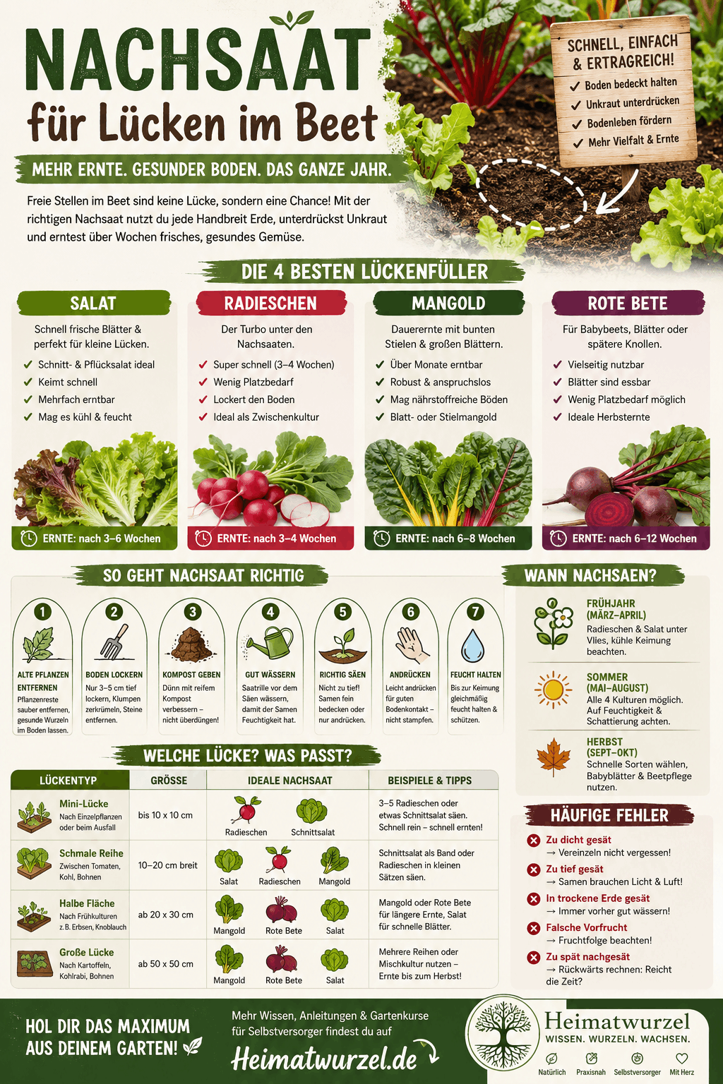 Nachsaat für Lücken im Beet Infografik Nachsaat für Lücken im Beet Infografik