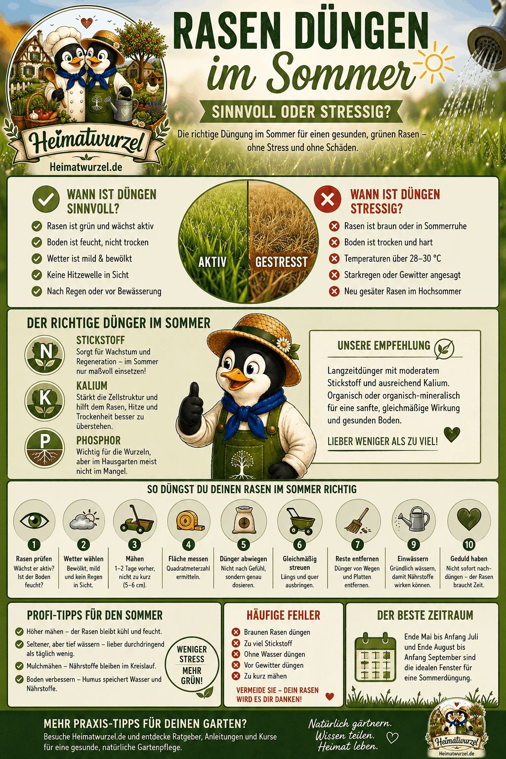Rasen düngen im Sommer Infografik Rasen düngen im Sommer Infografik