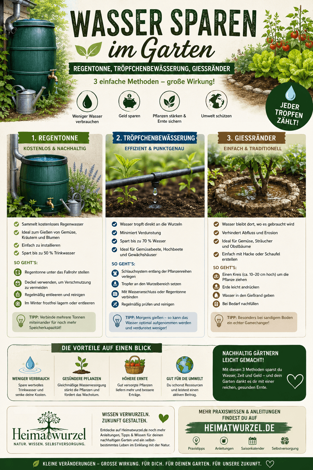 Wassersparen im Garten Infografik Wassersparen im Garten Infografik