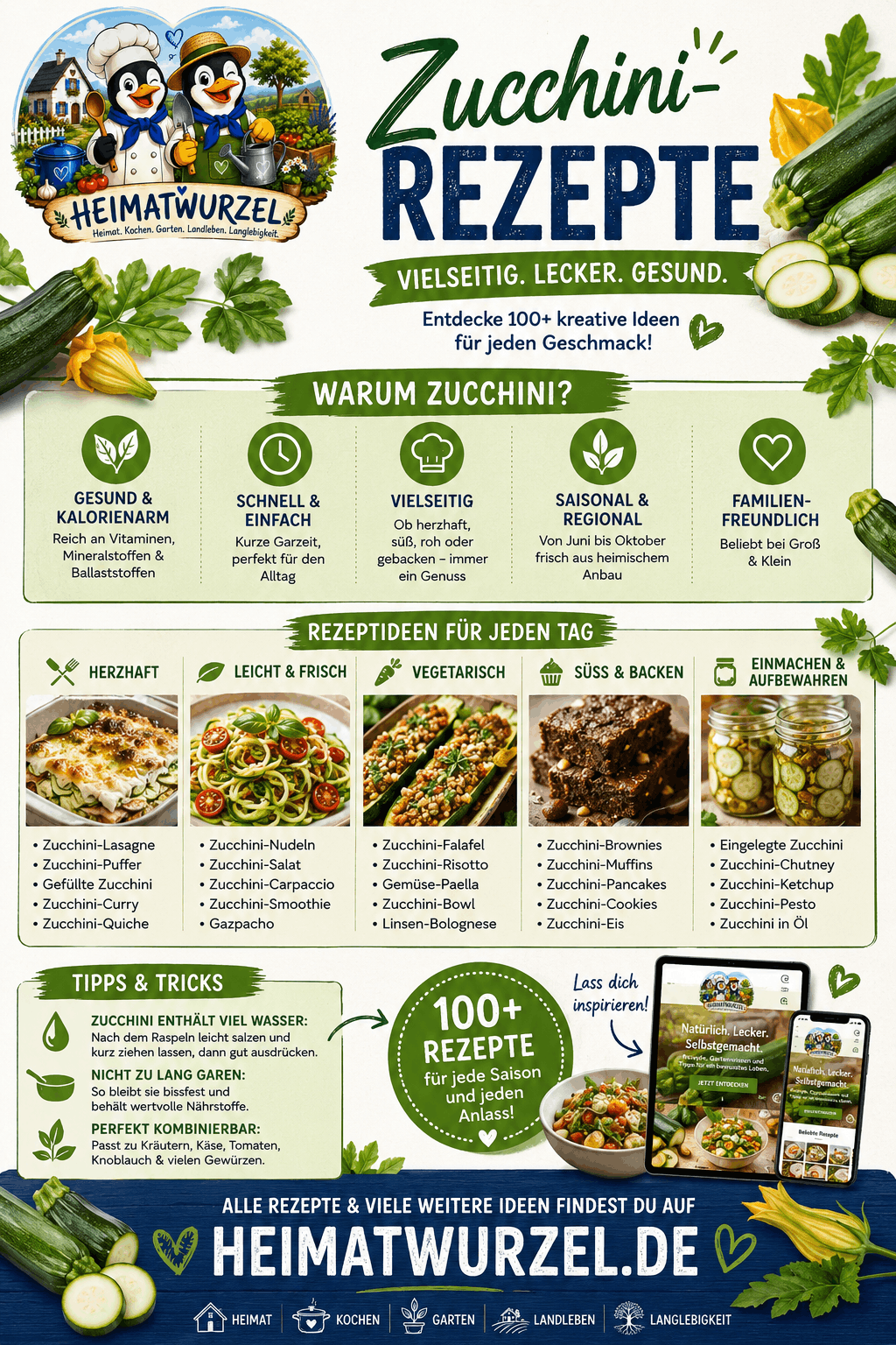 Zucchini-Rezepte Infografik Zucchini-Rezepte Infografik