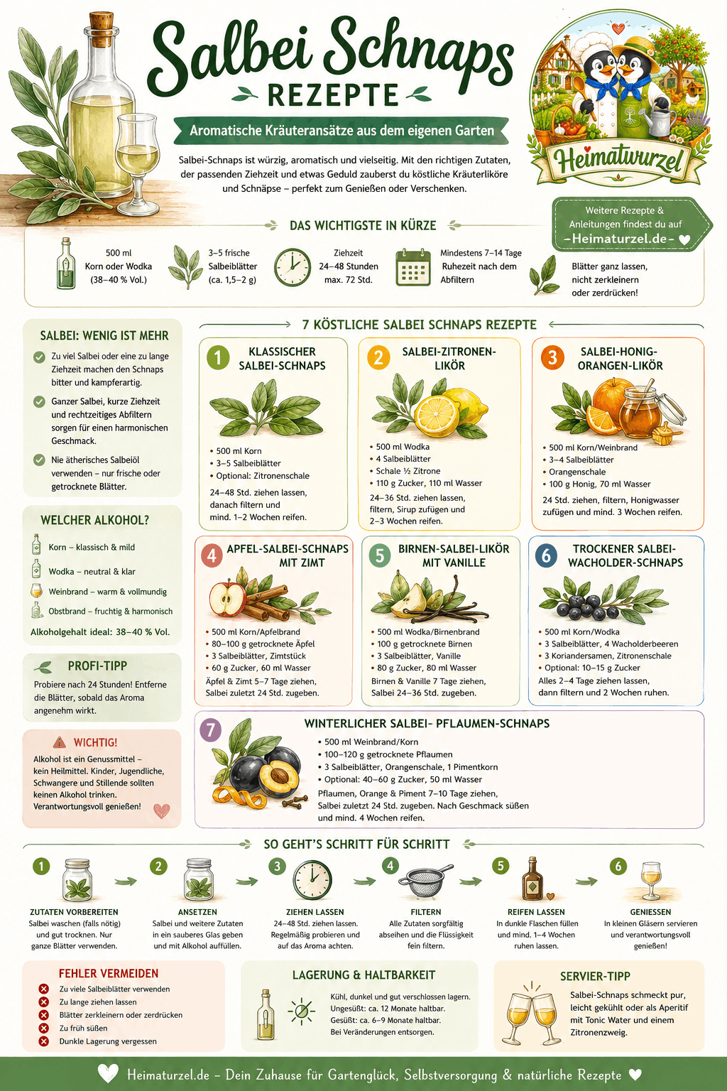 Salbei Schnaps Rezepte Infografik Salbei Schnaps Rezepte Infografik