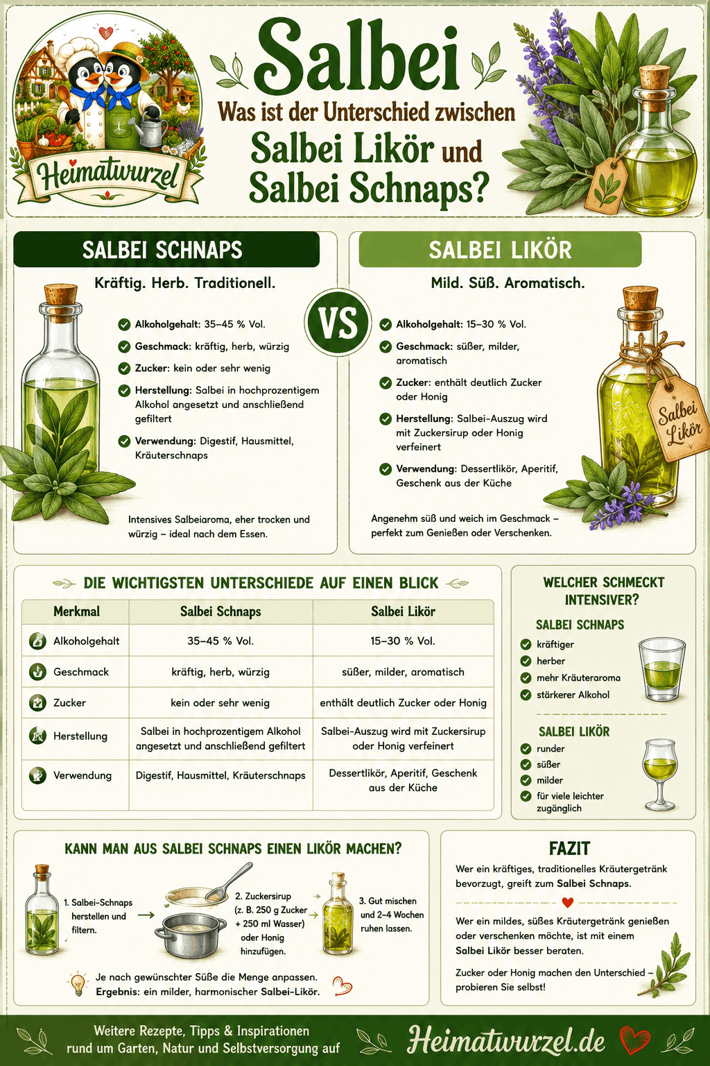 Salbei - Was ist der Unterschied zwischen Salbei Likör und Salbei Schnaps Infografik Salbei - Was ist der Unterschied zwischen Salbei Likör und Salbei Schnaps Infografik