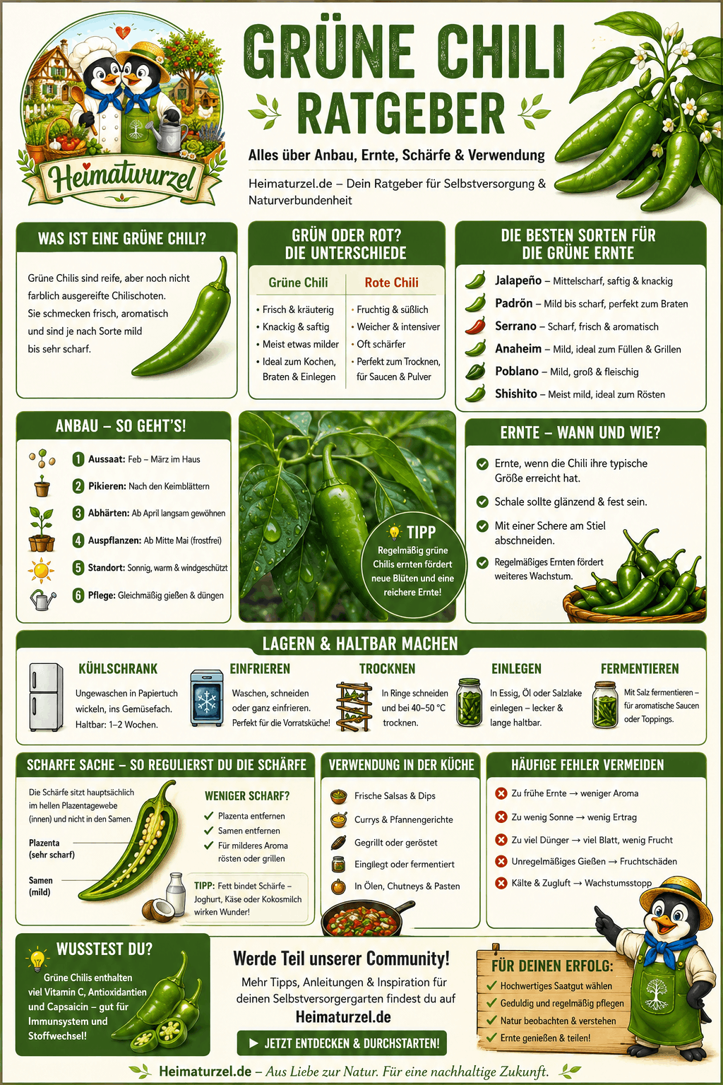 Grüne Chili Ratgeber Infografik Grüne Chili Ratgeber Infografik