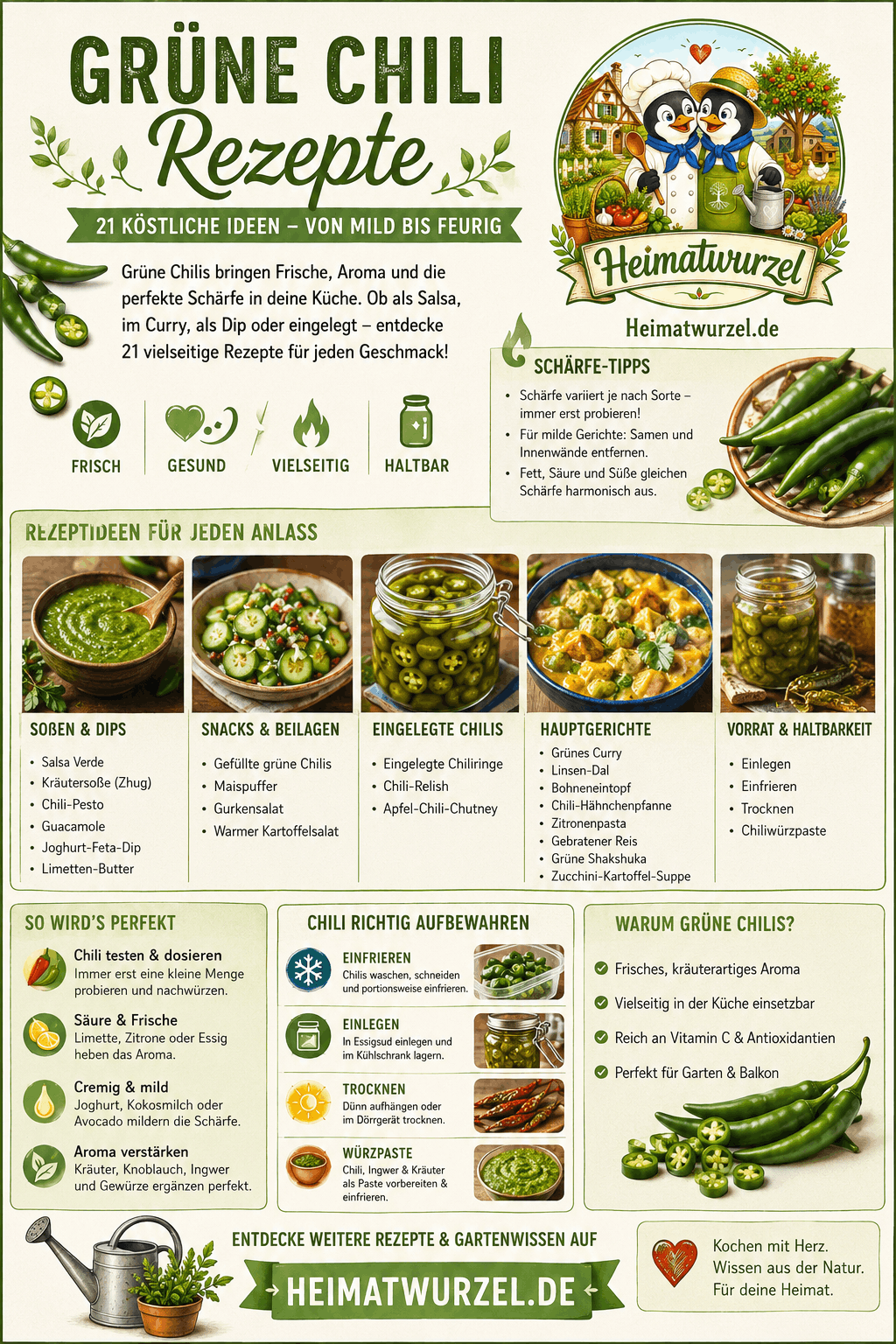 Grüne Chili Rezepte Infografik Grüne Chili Rezepte Infografik