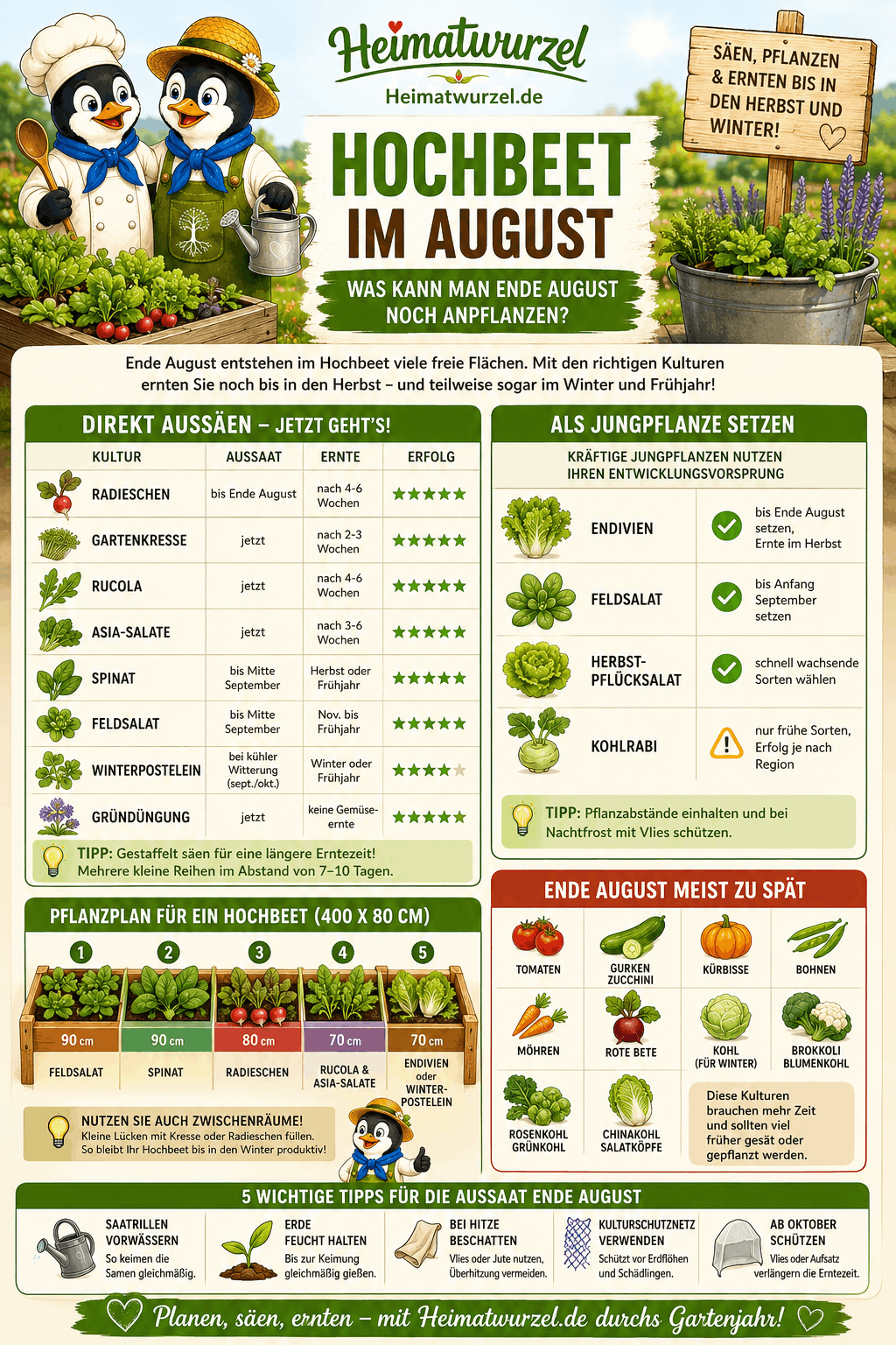 Hochbeet im August: Was kann man Ende August noch anpflanzen Infografik Hochbeet im August: Was kann man Ende August noch anpflanzen Infografik
