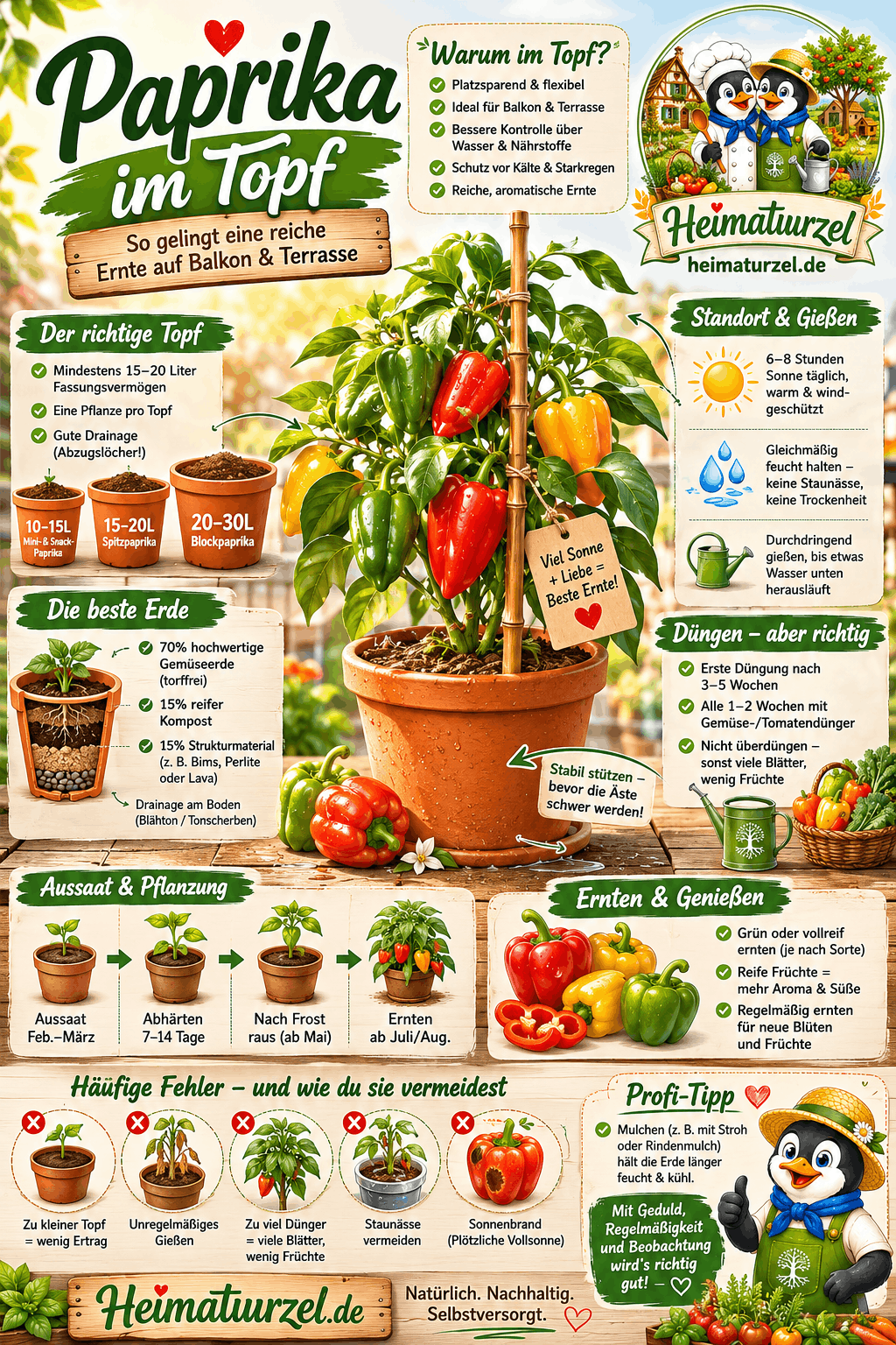 Paprika Pflanzen im Topf Ratgeber Infografik Paprika Pflanzen im Topf Ratgeber Infografik