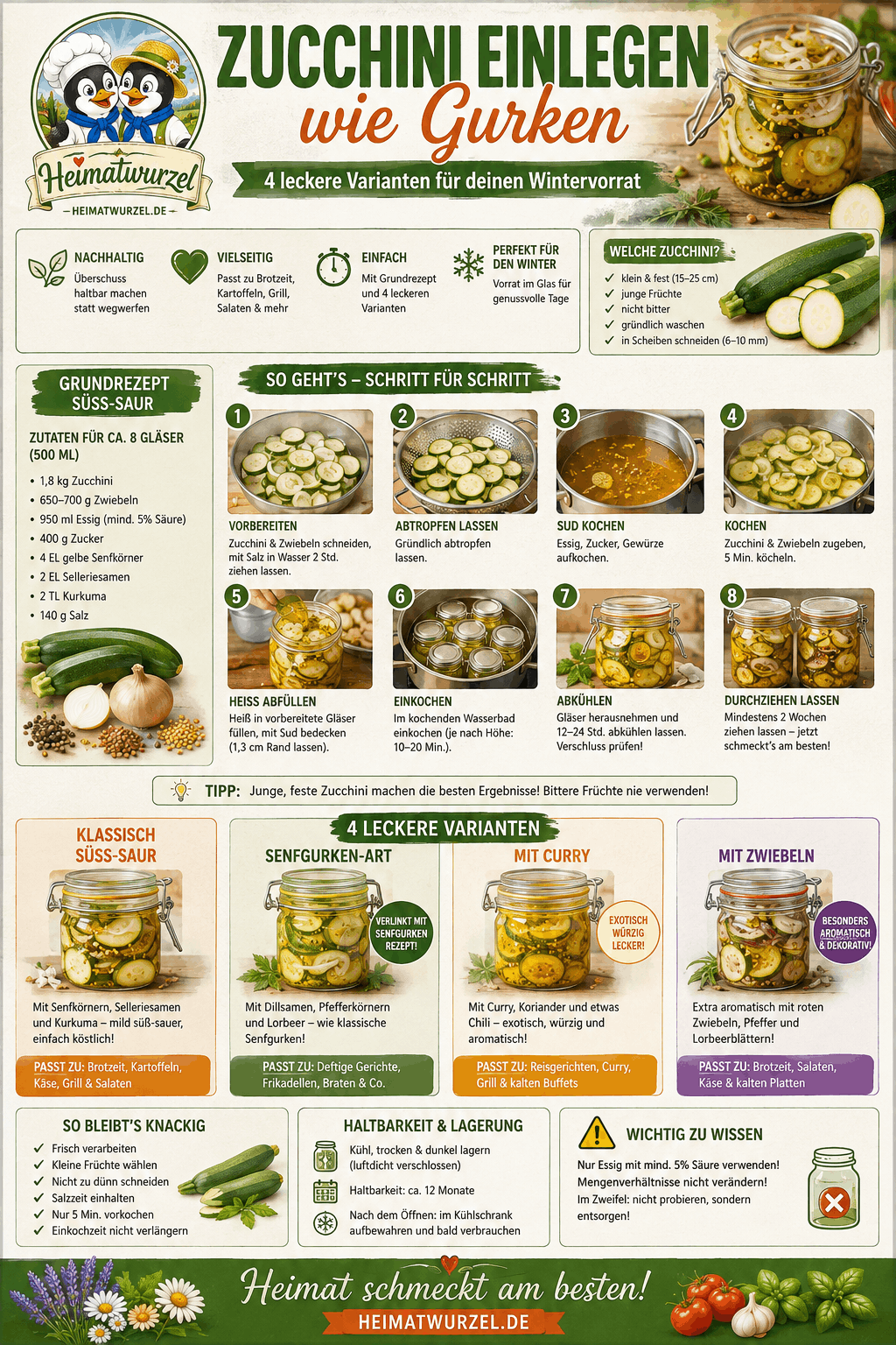 Zucchini einlegen wie Gurken Infografik Zucchini einlegen wie Gurken Infografik