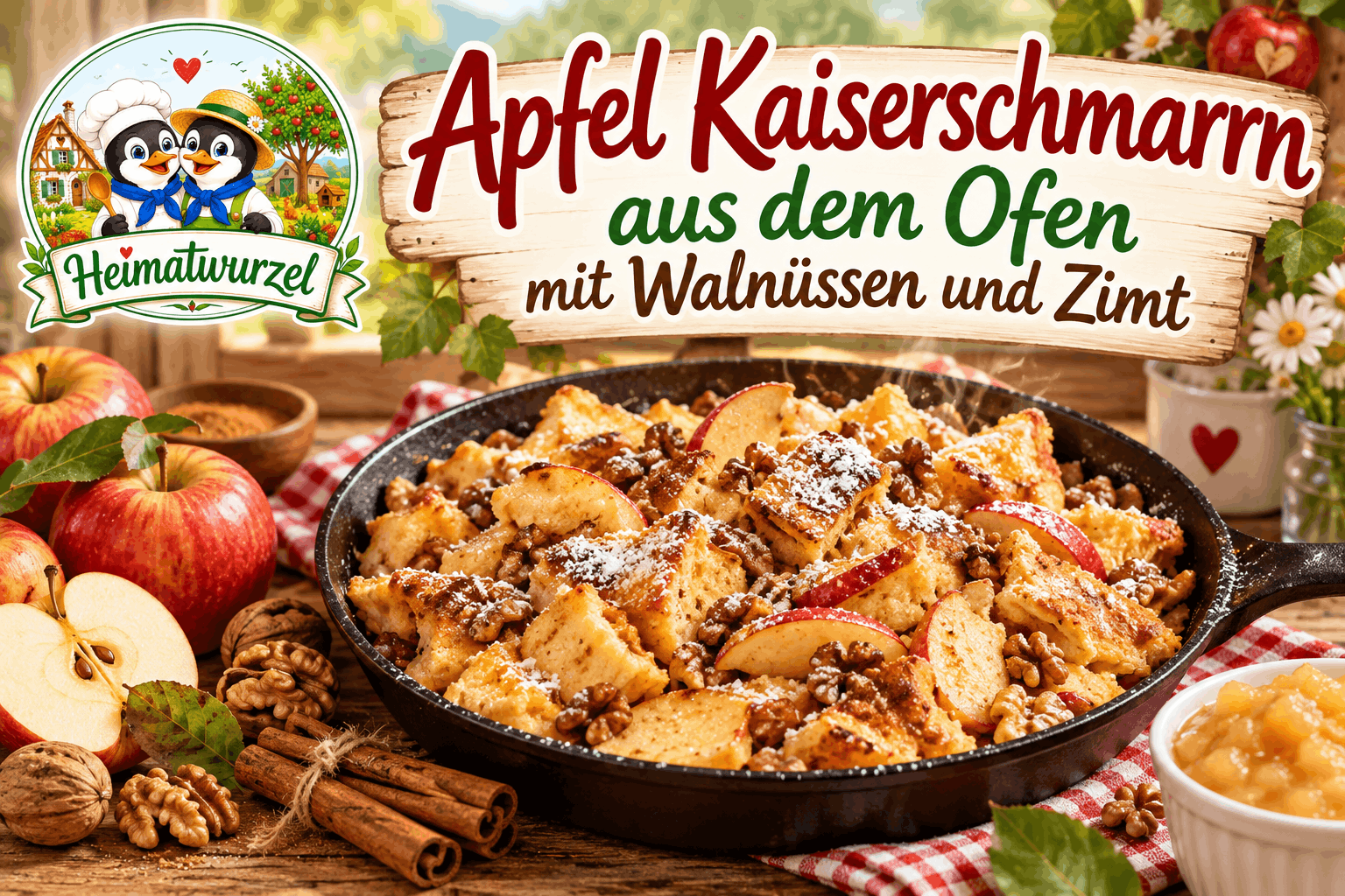 Apfel Kaiserschmarrn aus dem Ofen mit Walnüssen Apfel Kaiserschmarrn aus dem Ofen mit Walnüssen