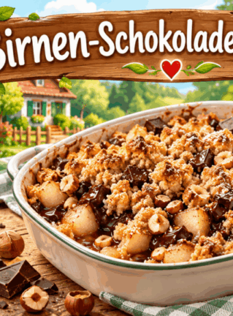 Birnen-Schokoladen-Crumble mit Haselnüssen