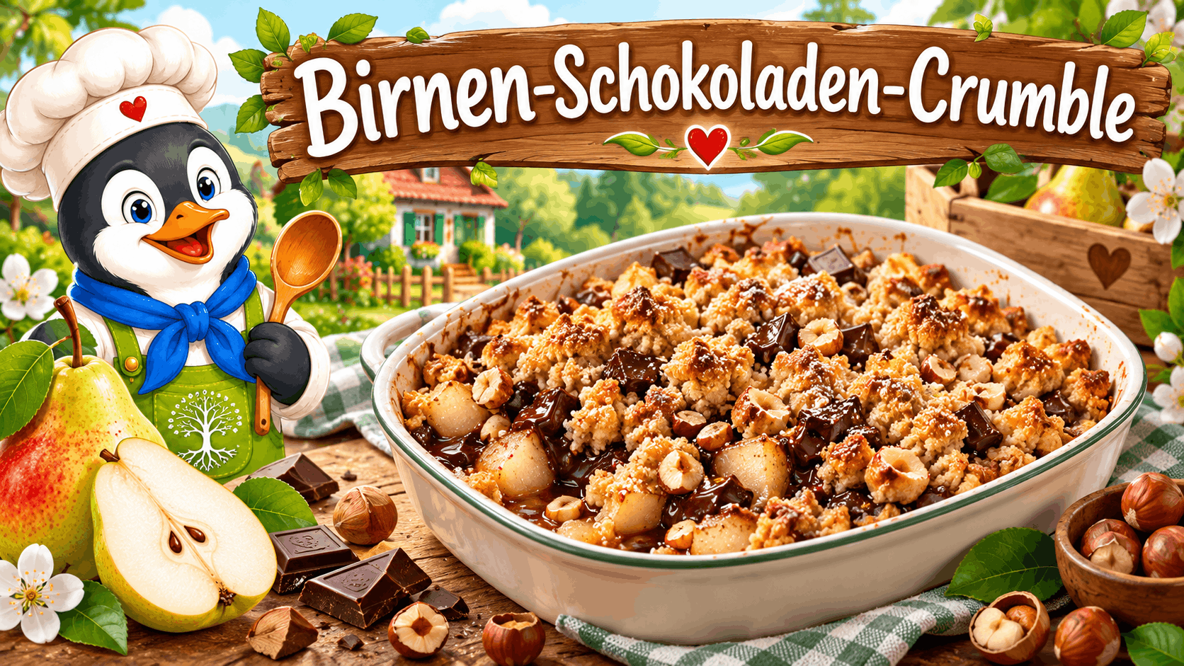 Birnen-Schokoladen-Crumble mit Haselnüssen Birnen-Schokoladen-Crumble mit Haselnüssen