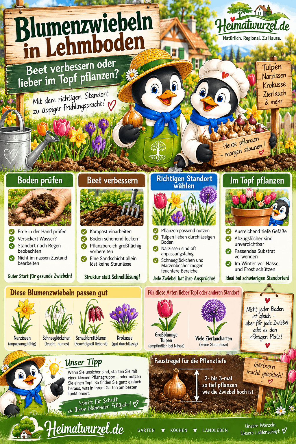 Blumenzwiebeln in Lehmboden Infografik Blumenzwiebeln in Lehmboden Infografik