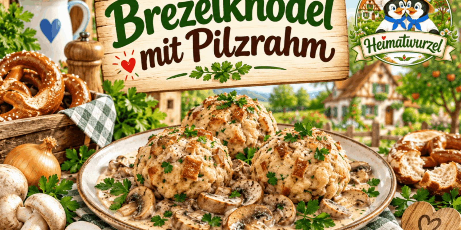 Brezelknödel mit Pilzrahm