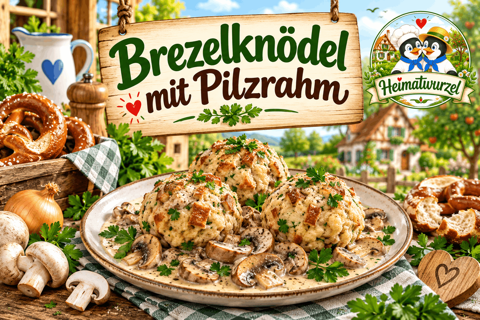 Brezelknödel mit Pilzrahm Brezelknödel mit Pilzrahm