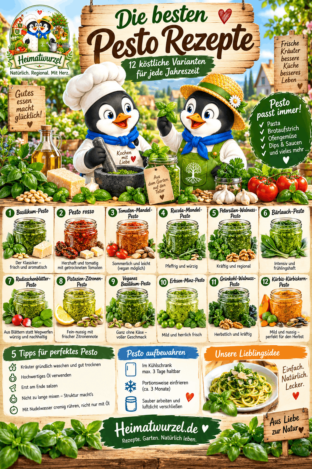 Die besten Pesto Rezepte Infografik Die besten Pesto Rezepte Infografik