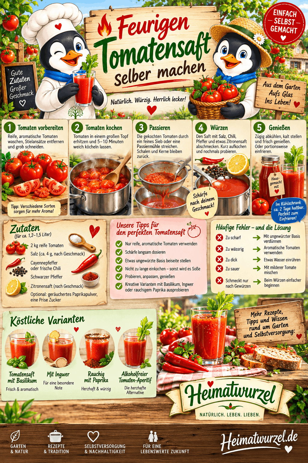 Feurigen Tomatensaft selber machen Infografik Feurigen Tomatensaft selber machen Infografik