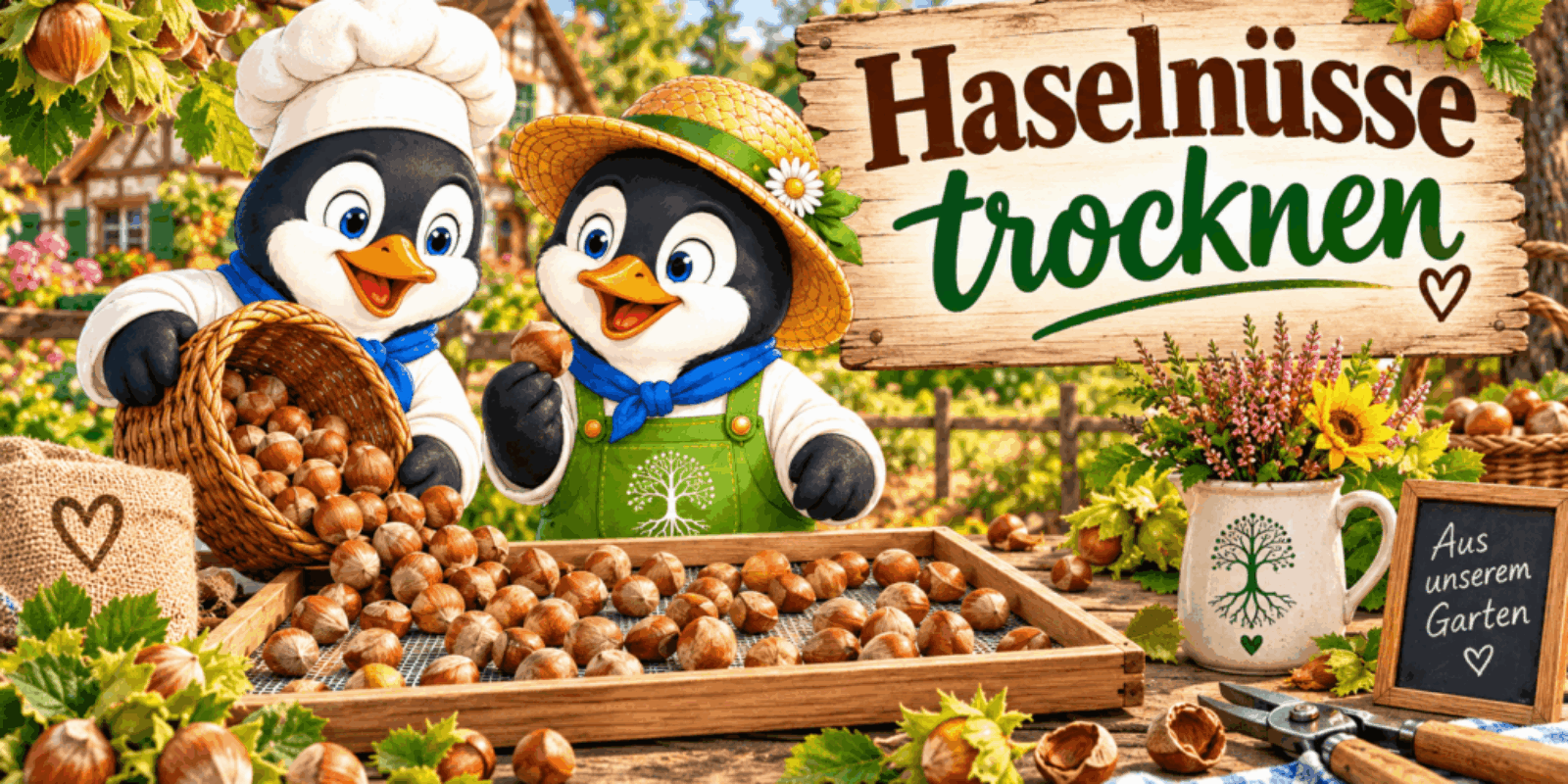 Haselnüsse trocknen