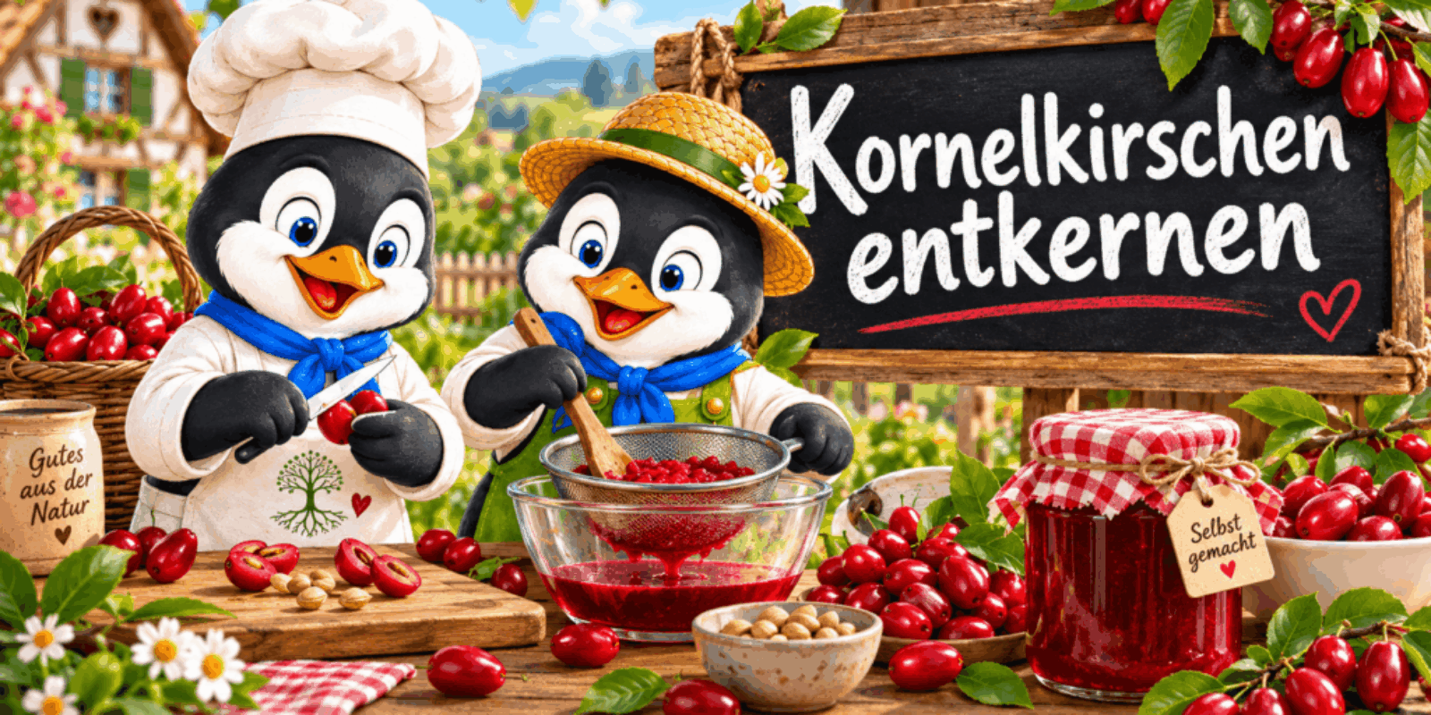 Kornelkirschen entkernen