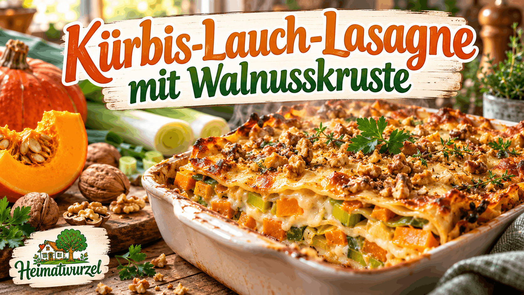 Kürbis-Lauch-Lasagne mit Walnusskruste Kürbis-Lauch-Lasagne mit Walnusskruste