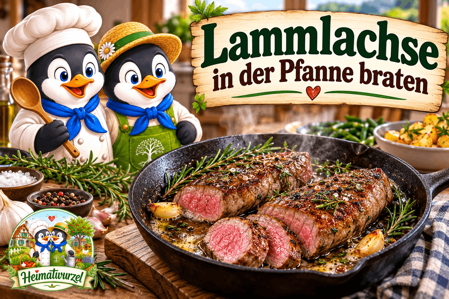 Lammlachse in der Pfanne braten Lammlachse in der Pfanne braten