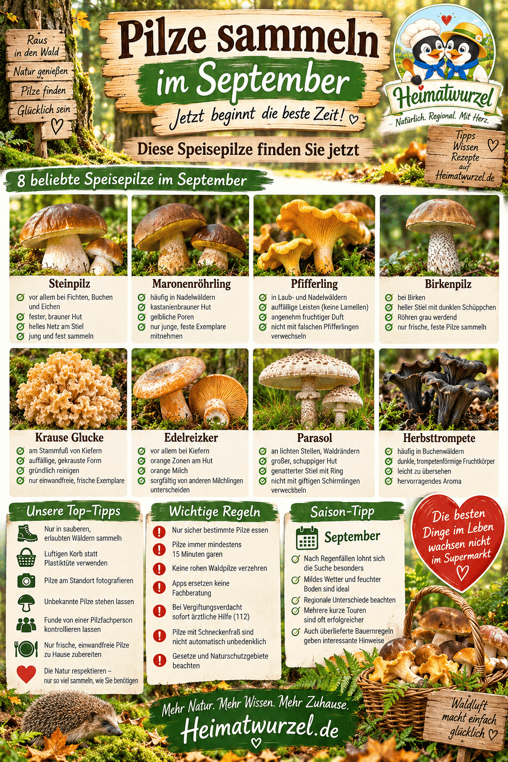Pilze sammeln im September Infografik Pilze sammeln im September Infografik