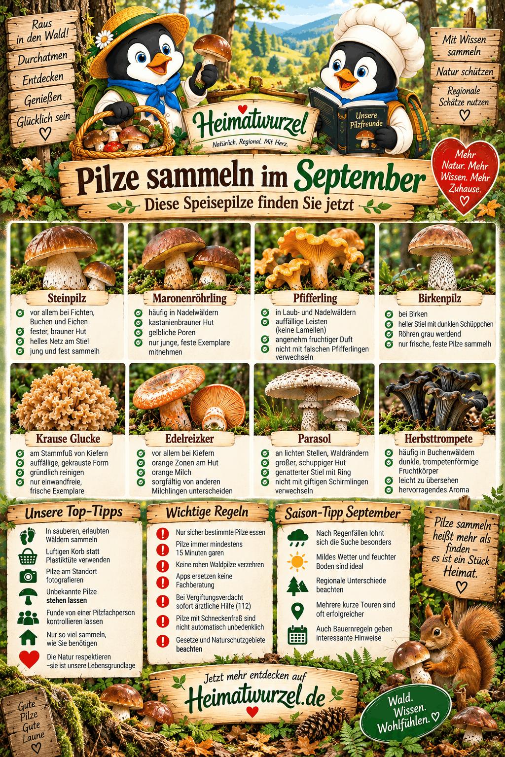Pilze sammeln im September Tipps Infografik Pilze sammeln im September Tipps Infografik