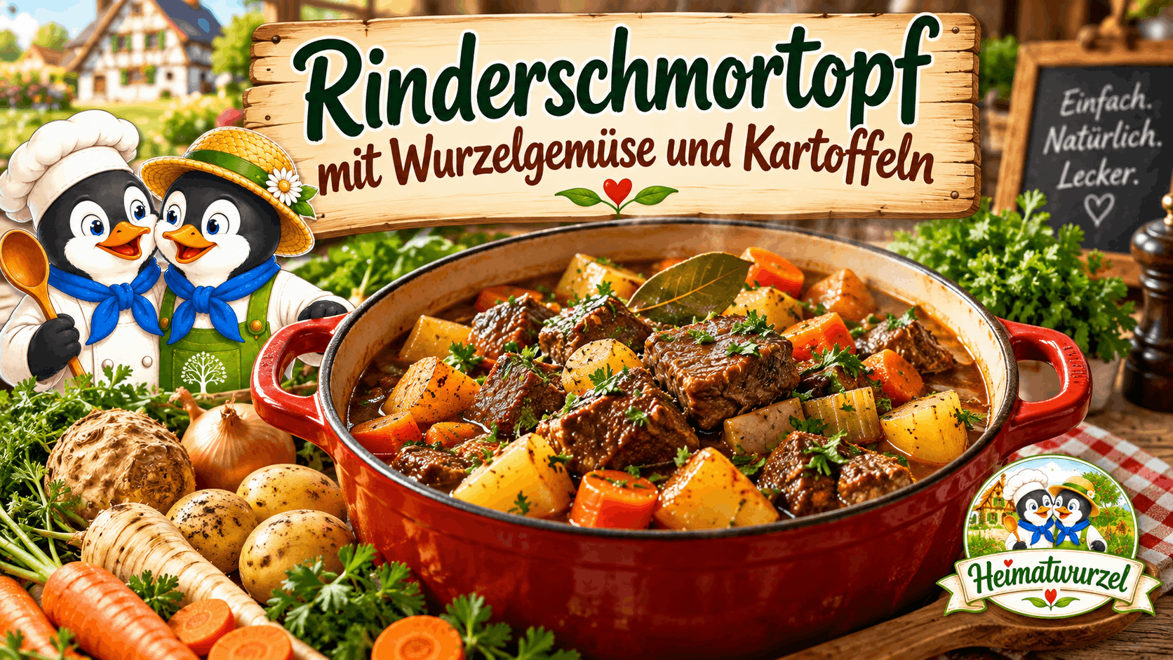 Rinderschmortopf mit Wurzelgemüse und Kartoffeln Rinderschmortopf mit Wurzelgemüse und Kartoffeln