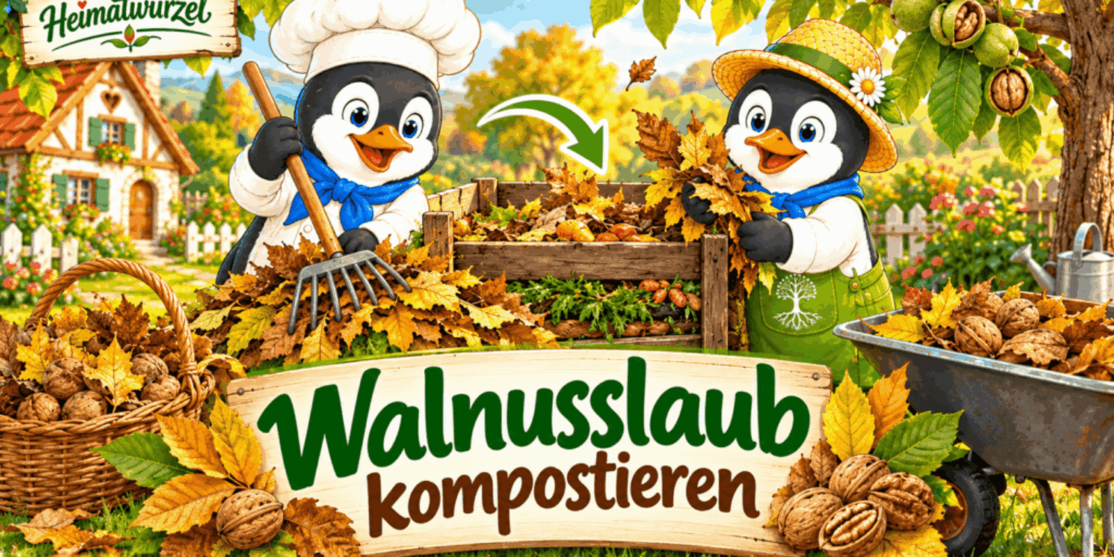 Walnusslaub kompostieren