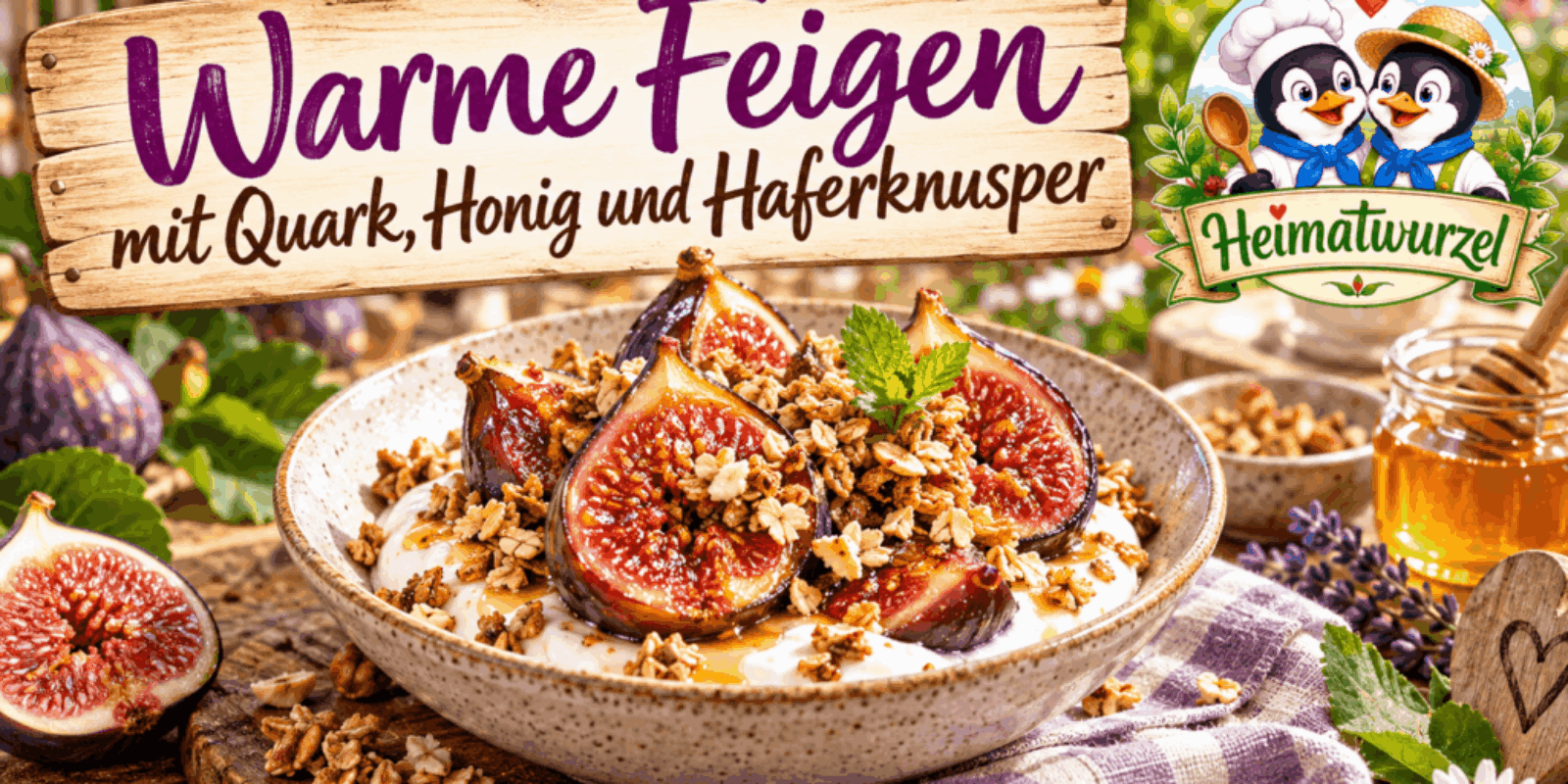 Warme Feigen mit Quark, Honig und Haferknusper