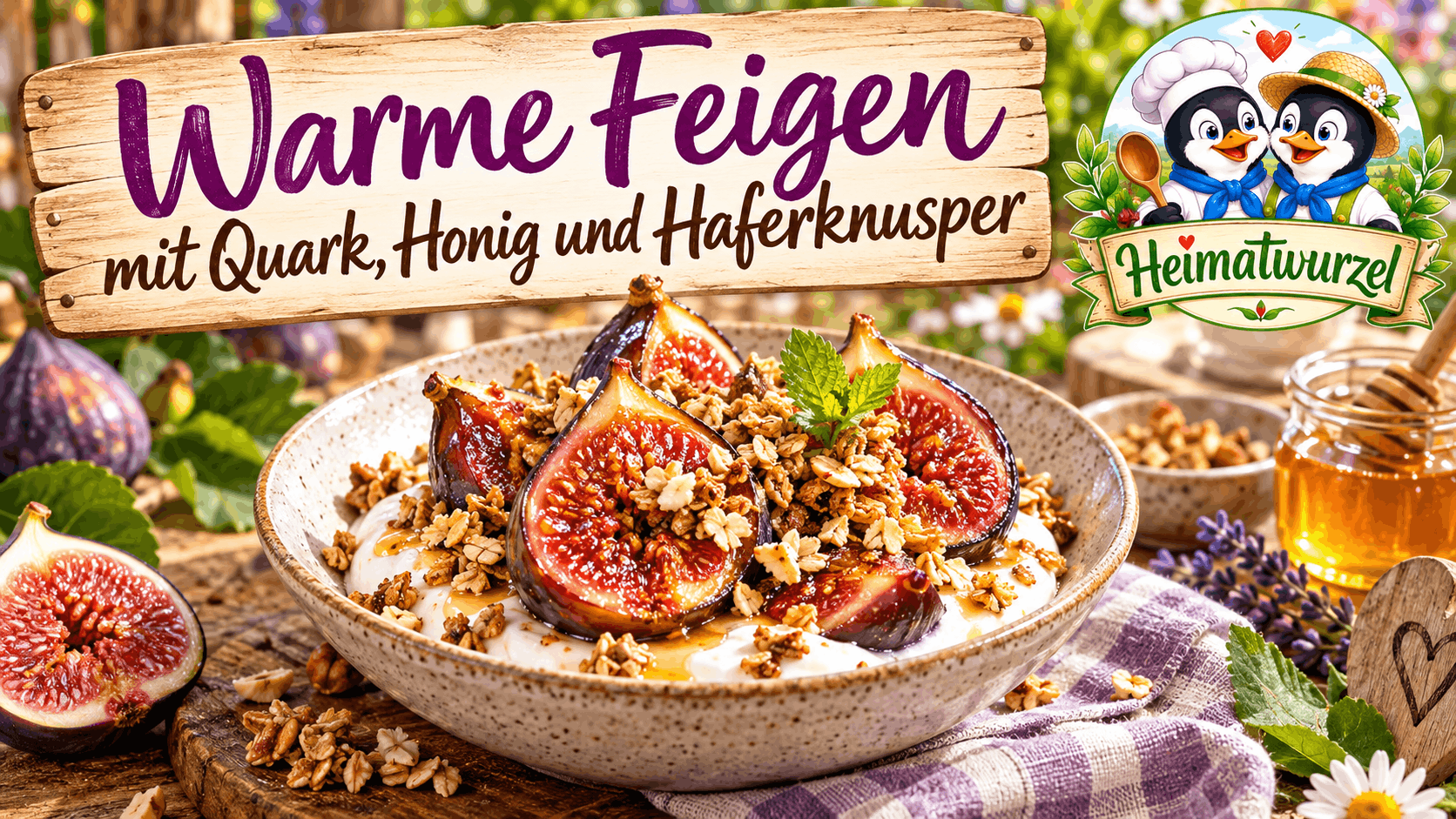 Warme Feigen mit Quark, Honig und Haferknusper Warme Feigen mit Quark, Honig und Haferknusper