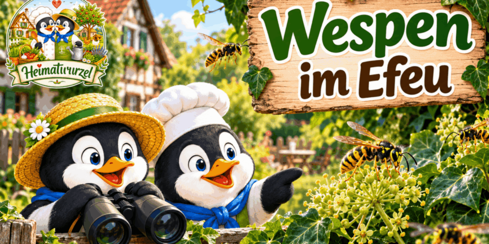 Wespen im Efeu