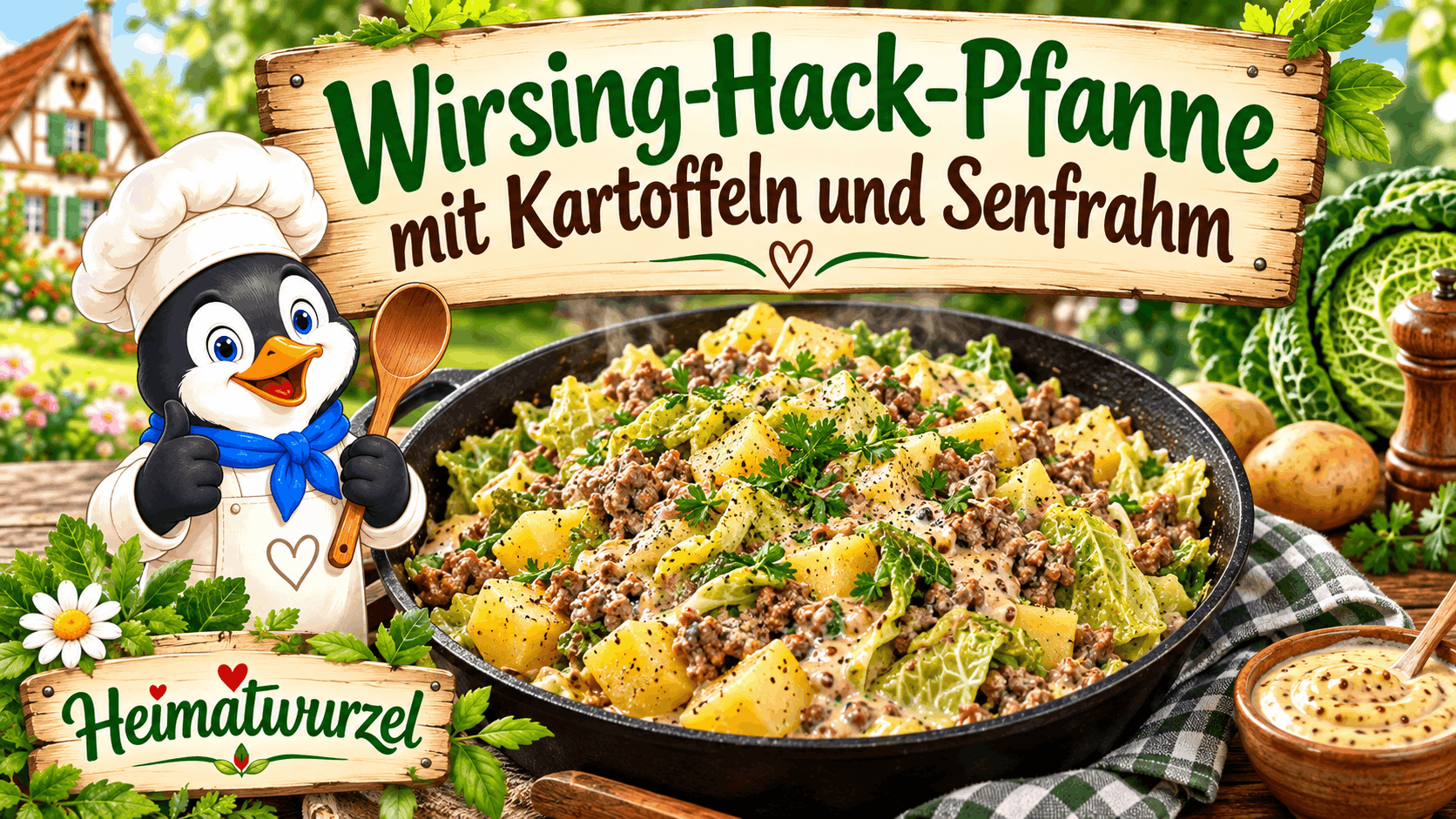 Wirsing-Hack-Pfanne mit Kartoffeln und Senfrahm Wirsing-Hack-Pfanne mit Kartoffeln und Senfrahm