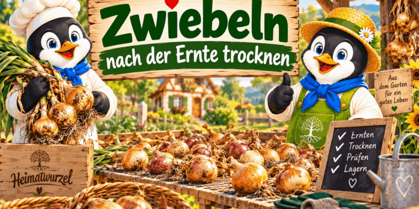Zwiebeln nach der Ernte trocknen