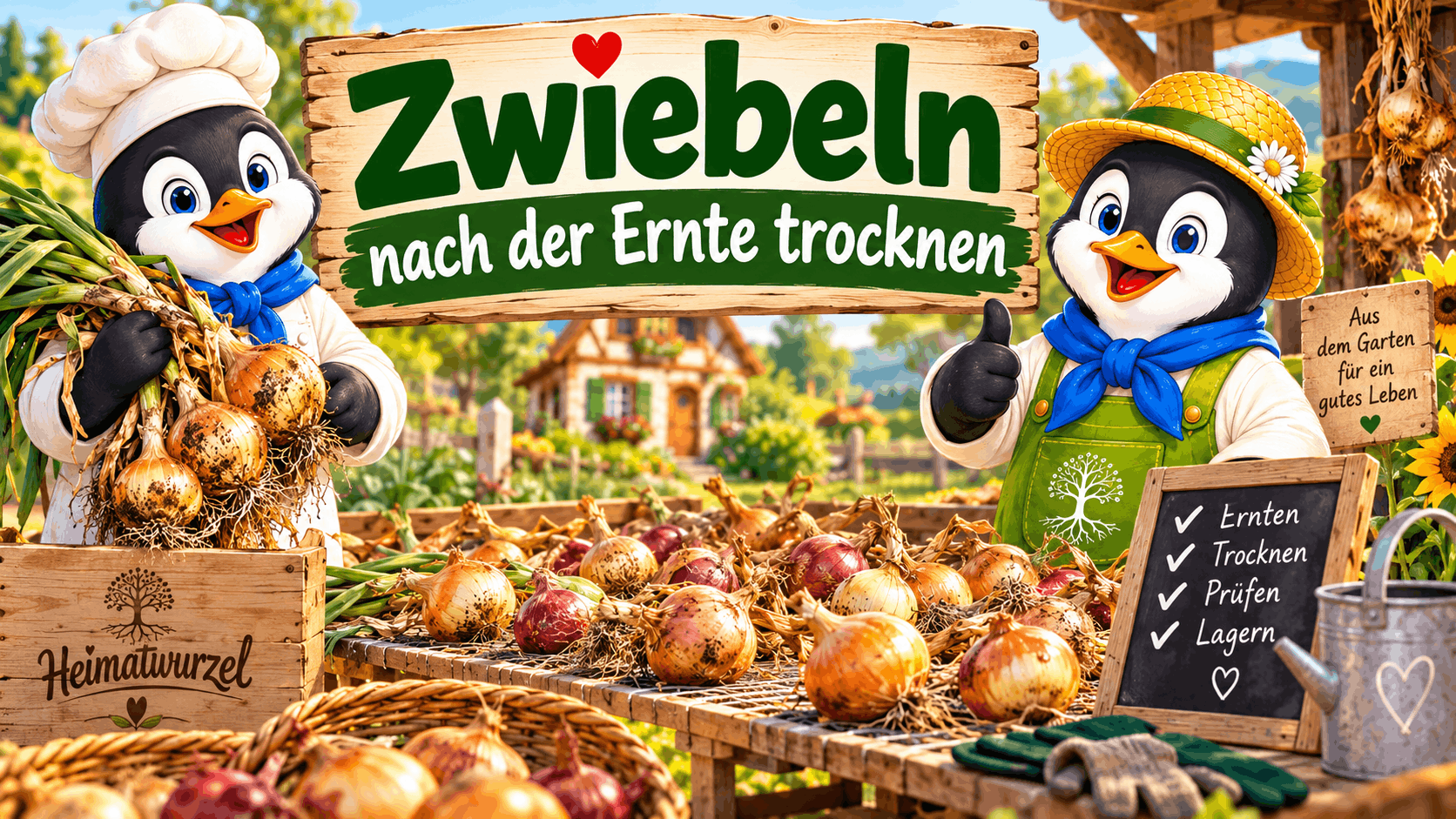 Zwiebeln nach der Ernte trocknen Zwiebeln nach der Ernte trocknen