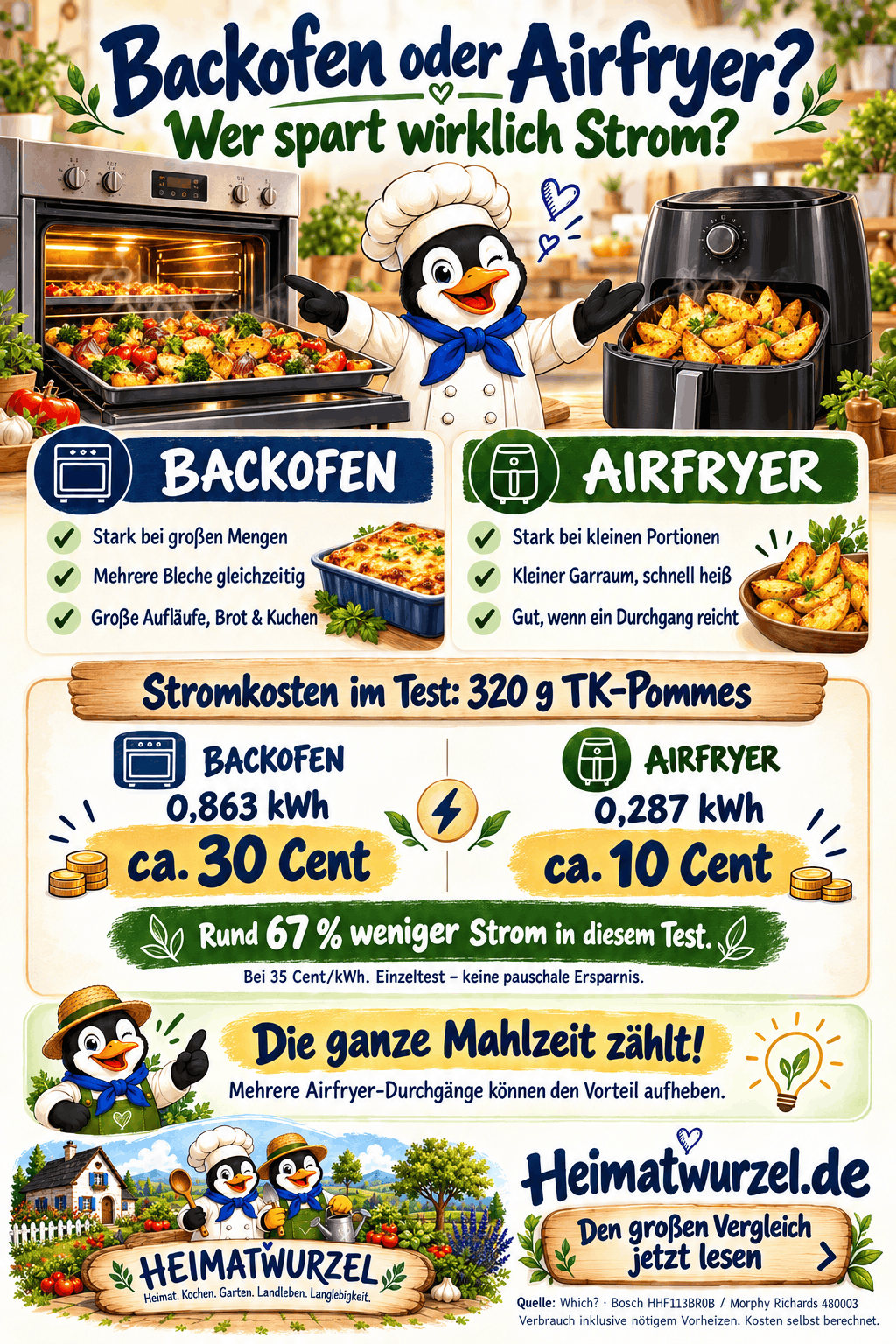 Backofen oder Airfryer Stromkosten Infografik Backofen oder Airfryer Stromkosten Infografik